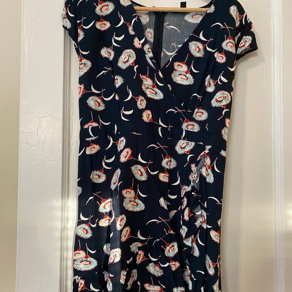 J.Crew faux wrap navy floral dress